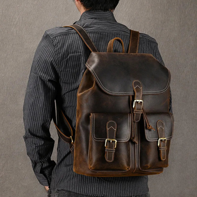 Leather Backpack For Men Casual Luufan