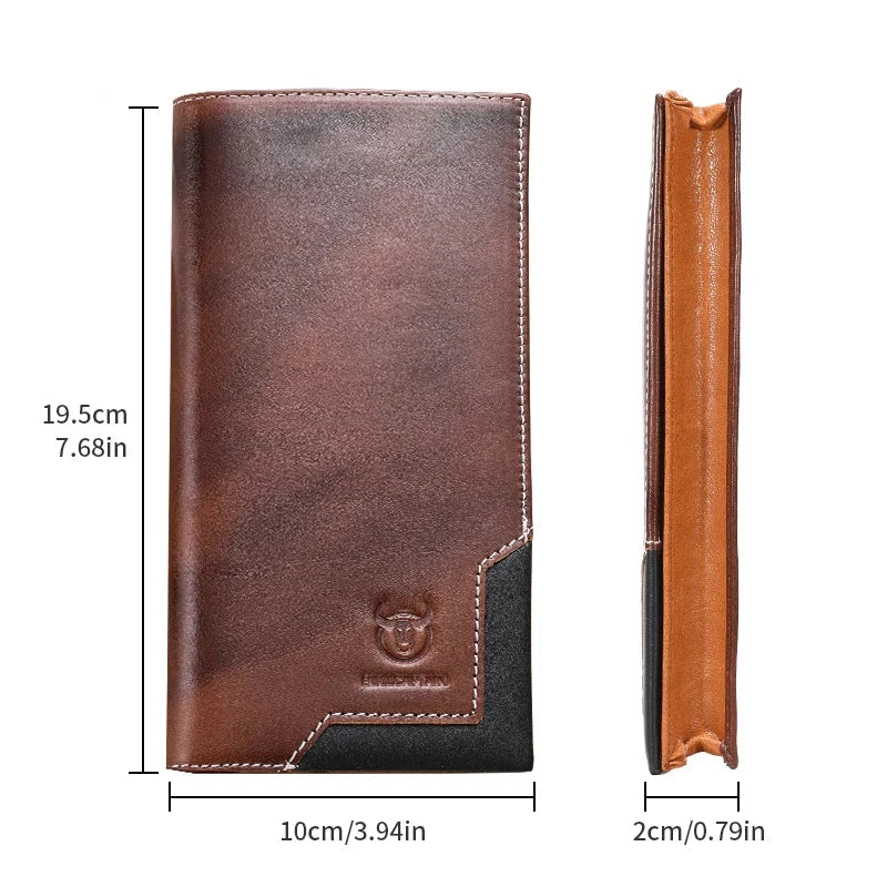 Men's Long Wallet Leather RFID Bull Captain